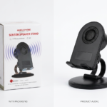 حامل وقاعد هاتف ذكي مع مكبر صوت حثي لاسلكي (Sensor Speaker Stand) - صوت نقي ودوران 360 درج=