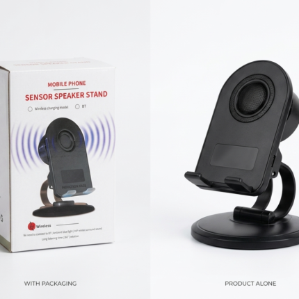 حامل وقاعد هاتف ذكي مع مكبر صوت حثي لاسلكي (Sensor Speaker Stand) - صوت نقي ودوران 360 درج=