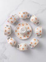 ⁦طقم فناجين قهوة وشاي سيراميك فاخر بتصميم أشرطة الربطات (Ribbon Series)⁩ - الصورة ⁦2⁩